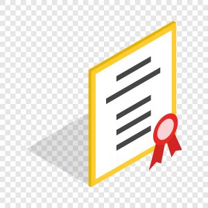 Diploma or certificate isometric icon 3d on a transparent background vector illustration